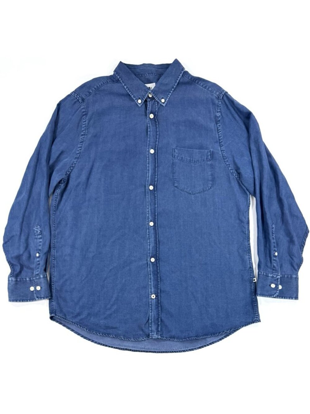 NN07 No Nationality Mens Shirt Manza Slim Tencel Button Down Size 2XL Blue